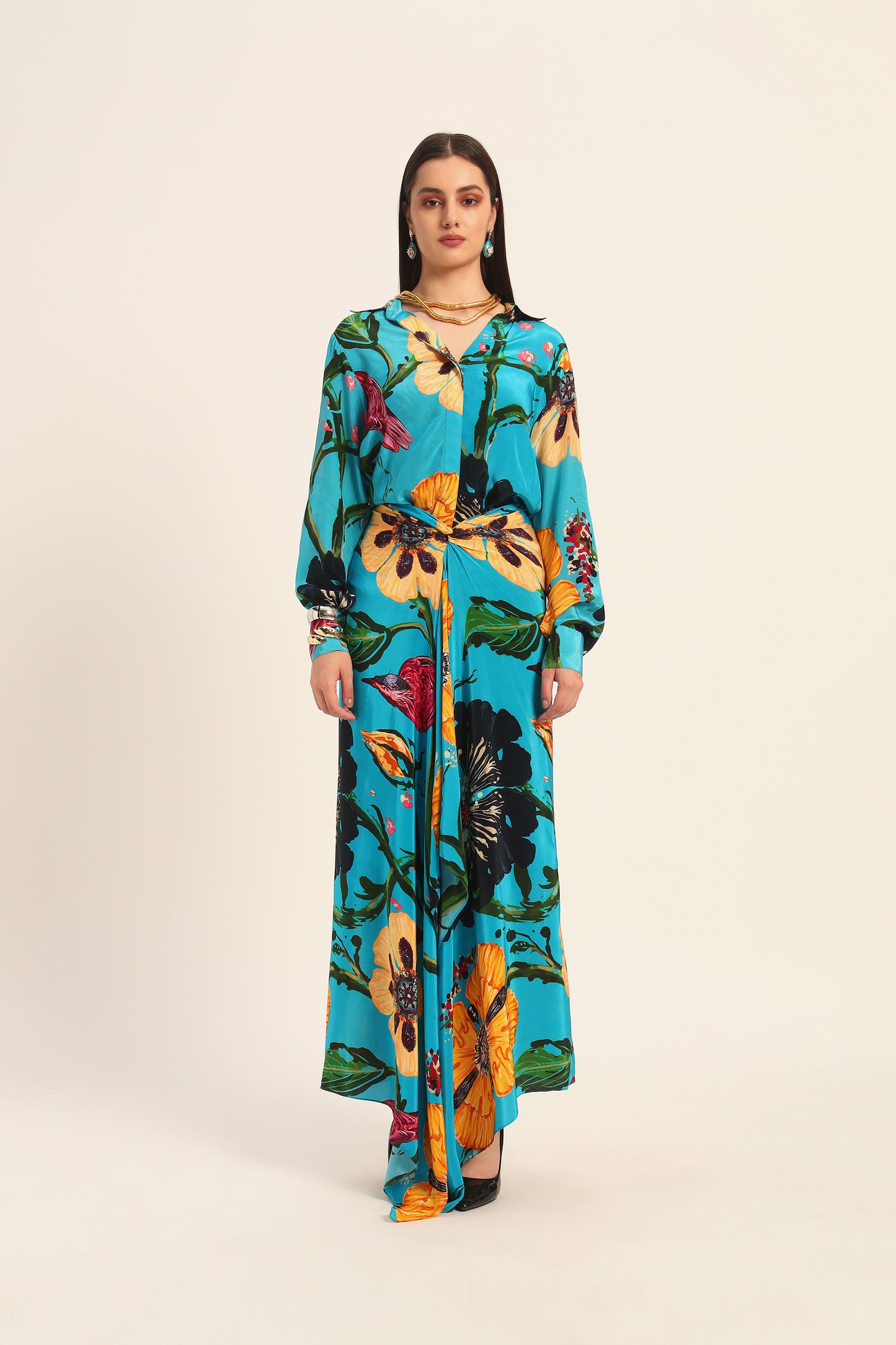 Yoko Shirt and draped skirt