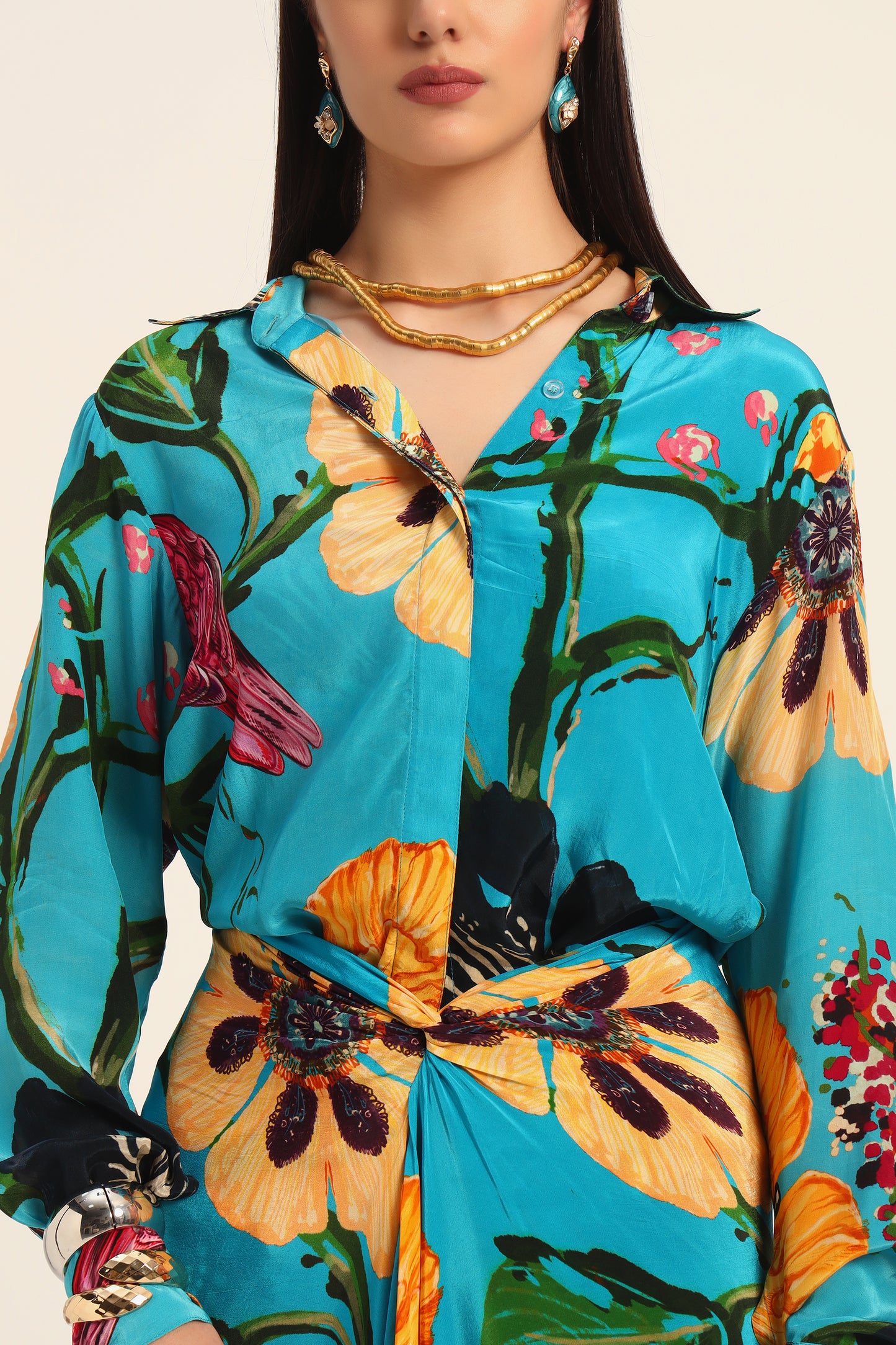Yoko Shirt and draped skirt