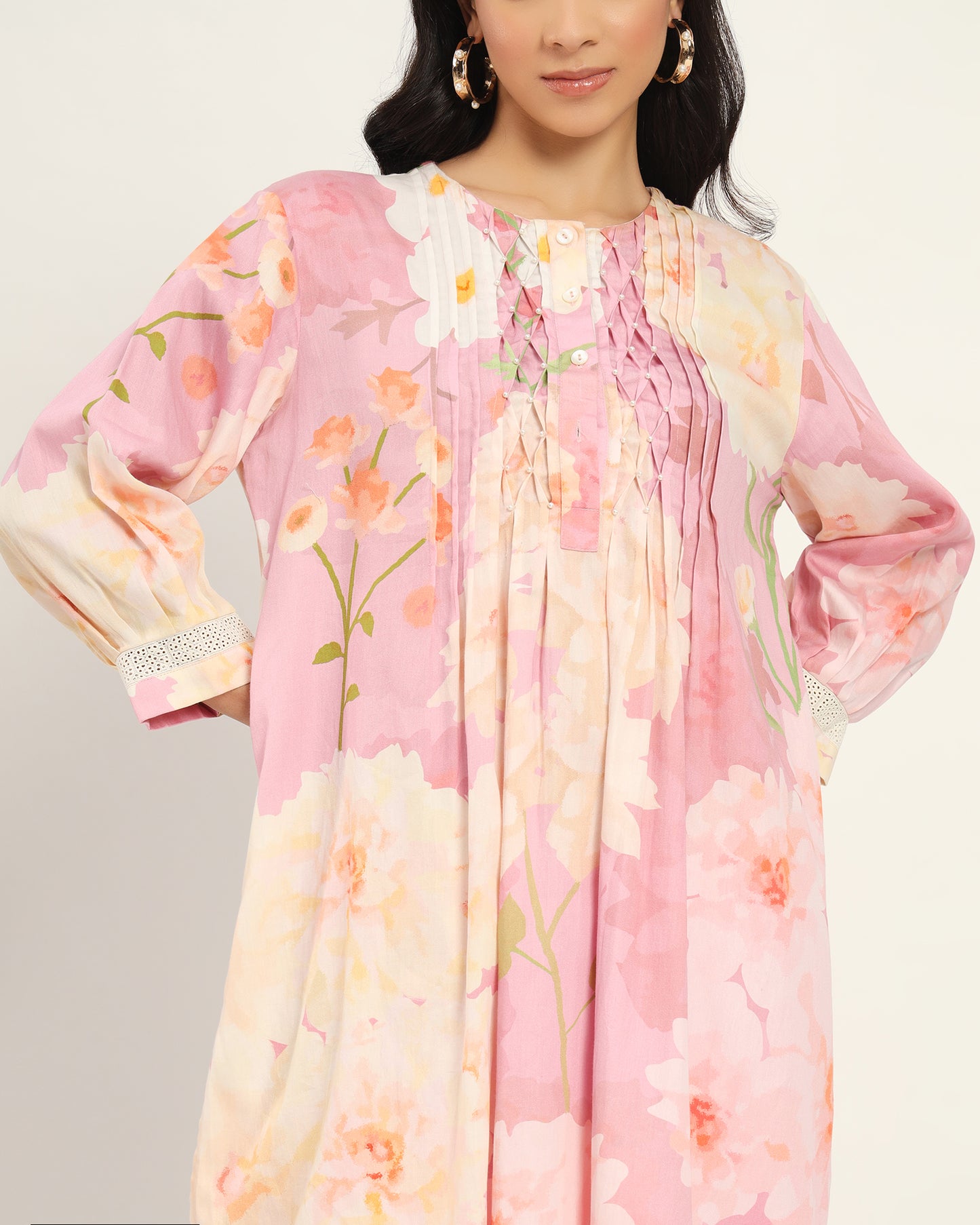 Pastel pink floral Kurta set