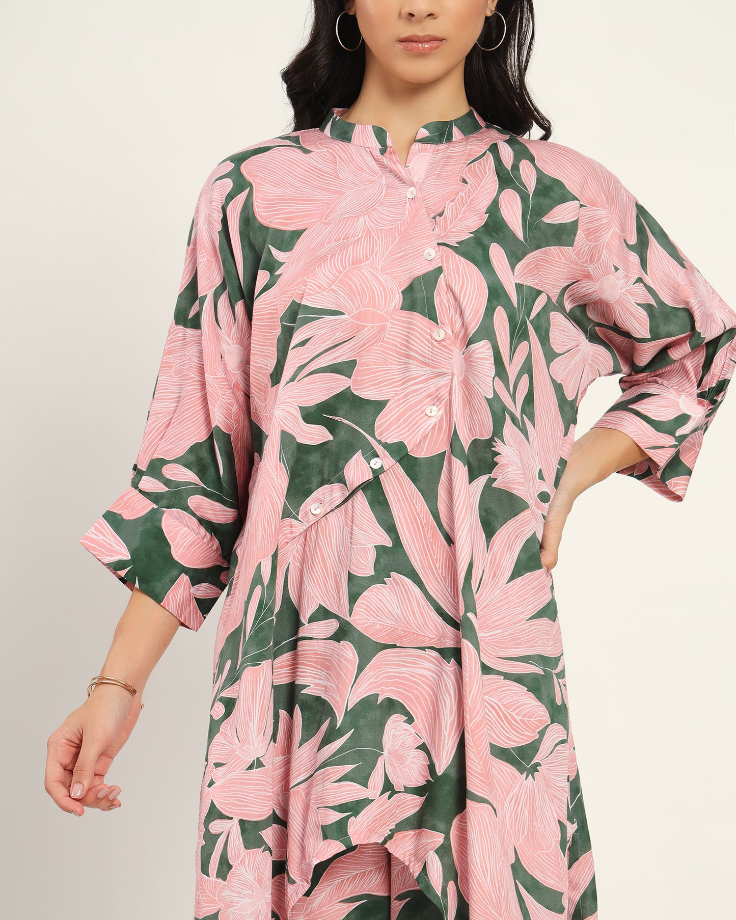 Multicolour Green Floral Kurta set