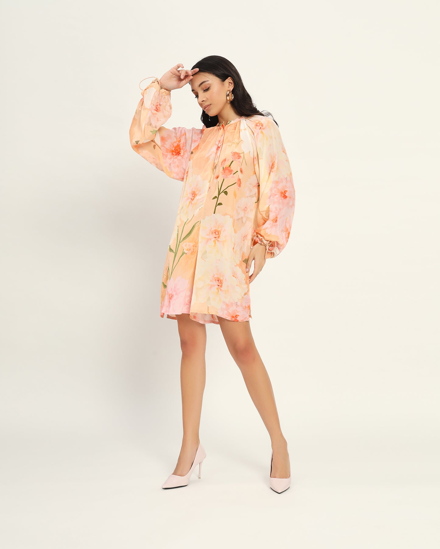 Peach floral floral dress