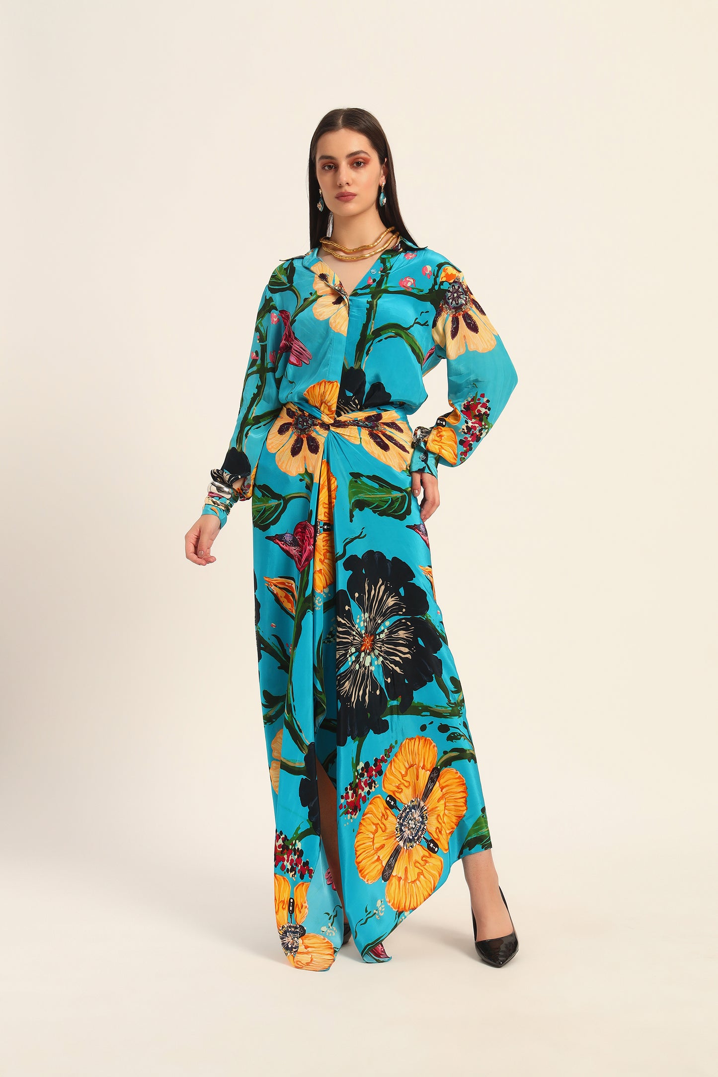 Yoko Shirt and draped skirt