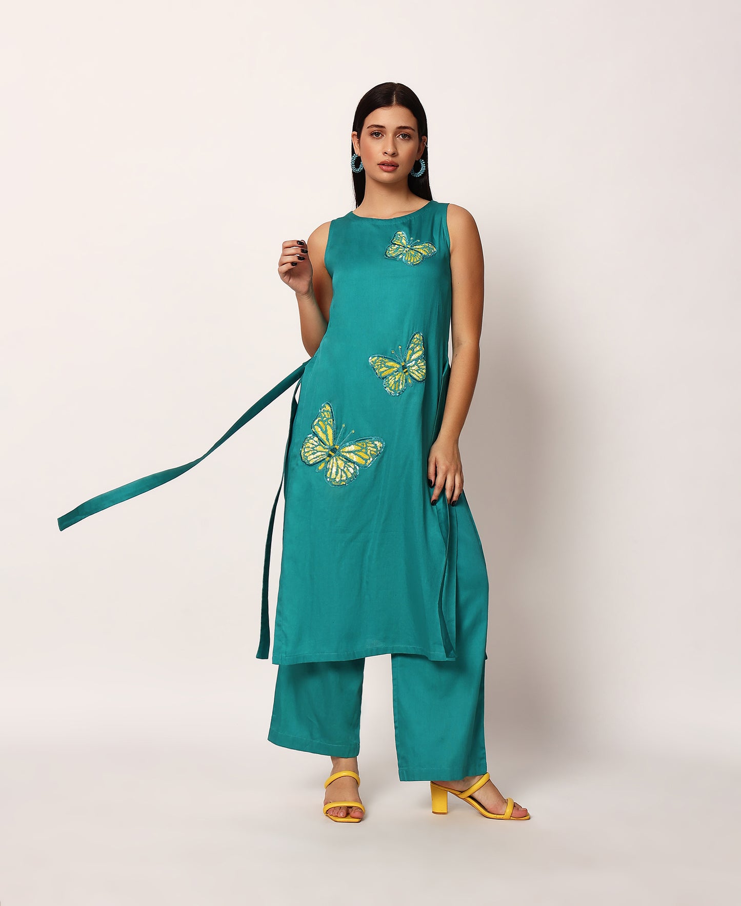 Teal butterfly kurta set