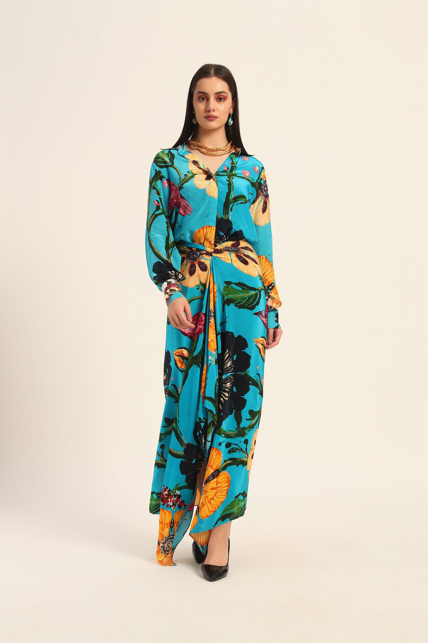 Yoko Shirt and draped skirt