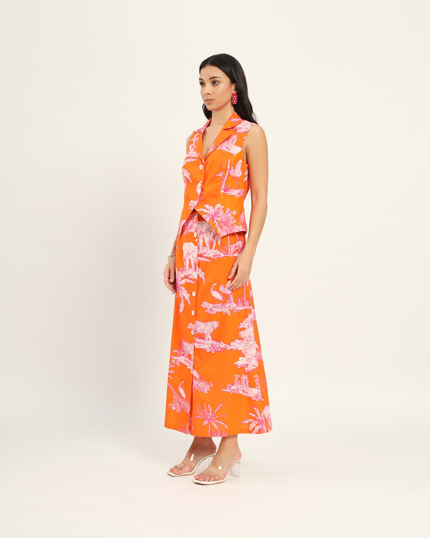 Orange Toile linen dress