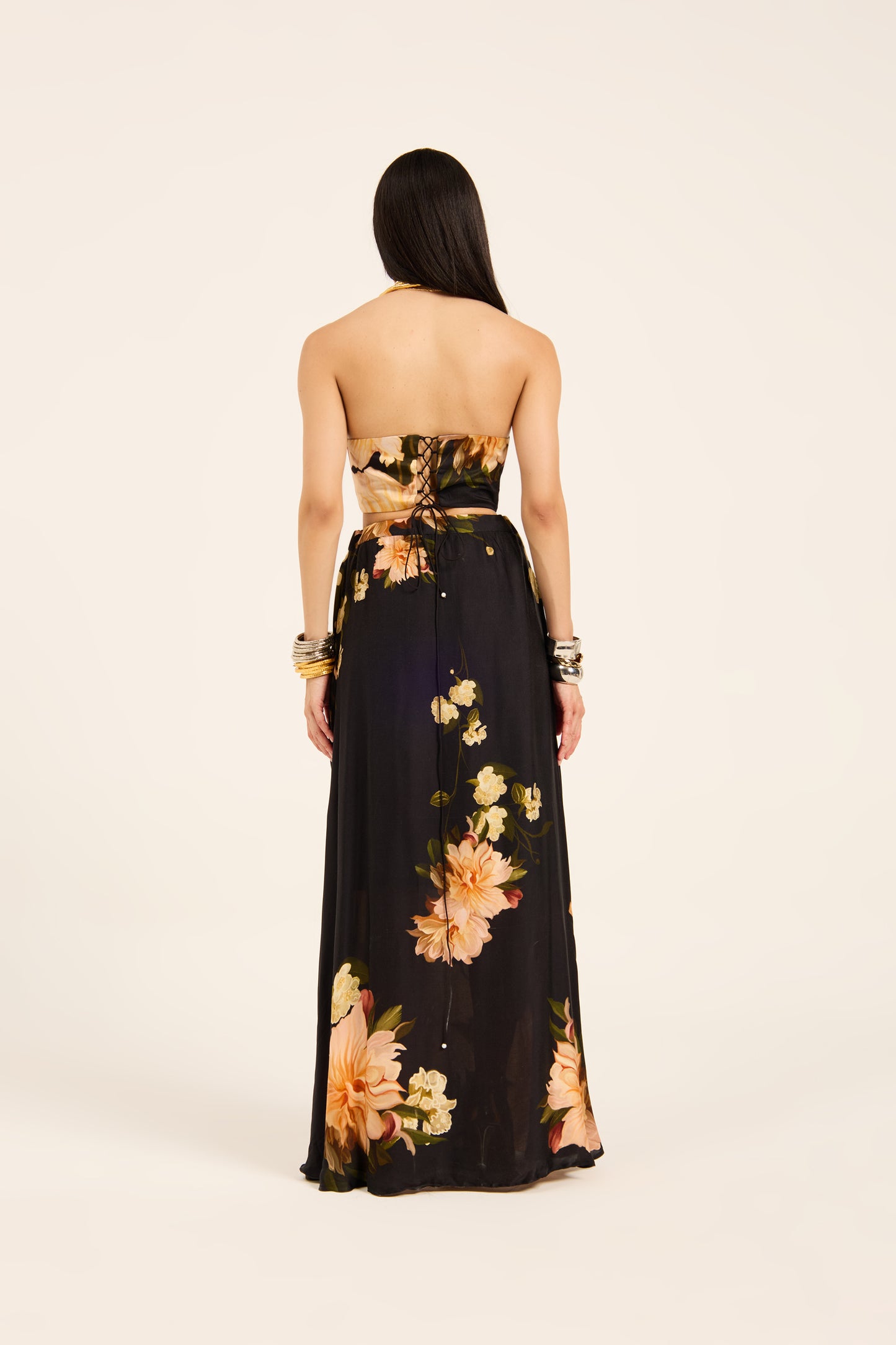 Yuri Top and draped skirt set