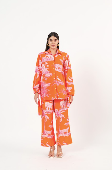 Orange toile linen coord set