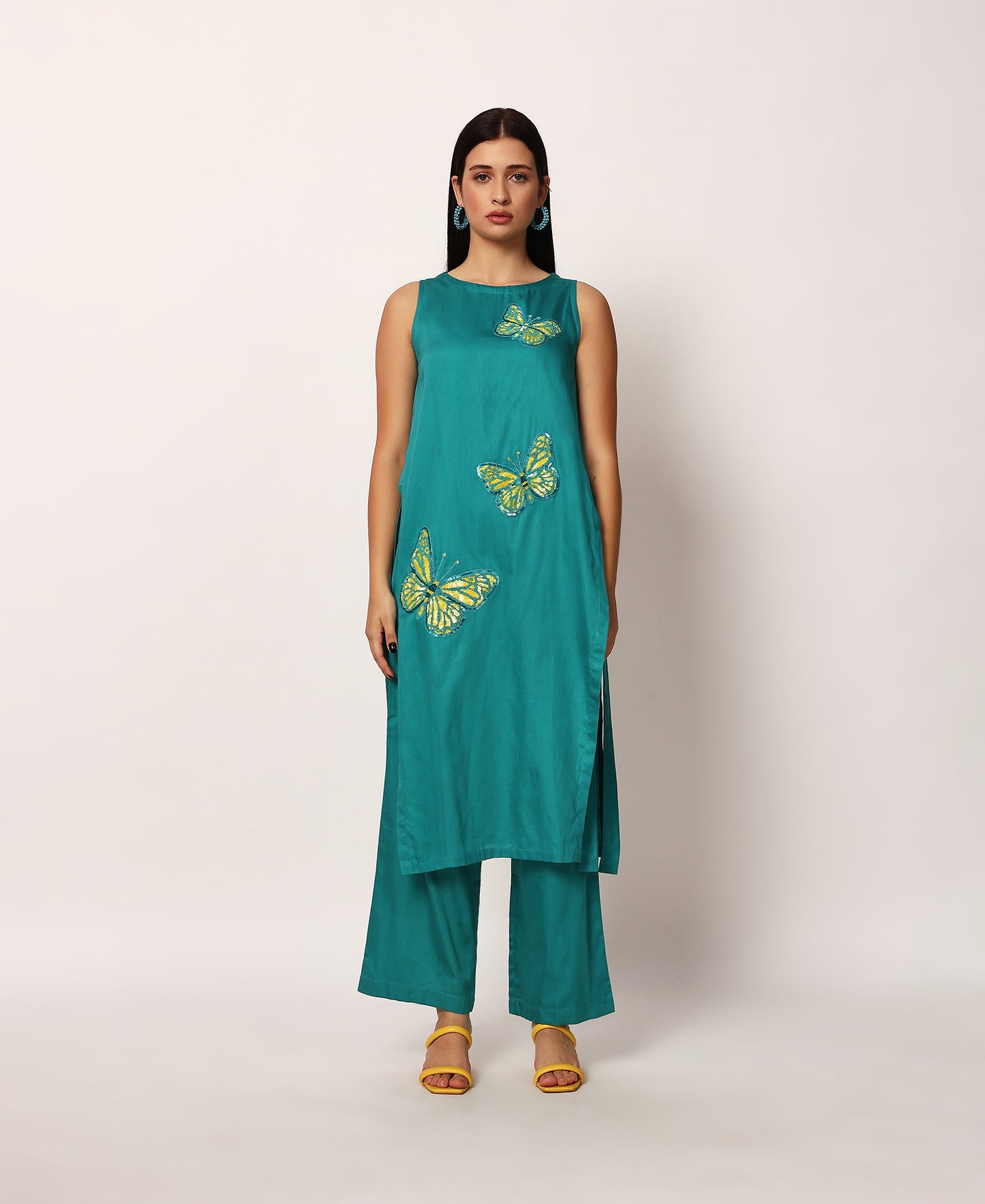 Teal butterfly kurta set