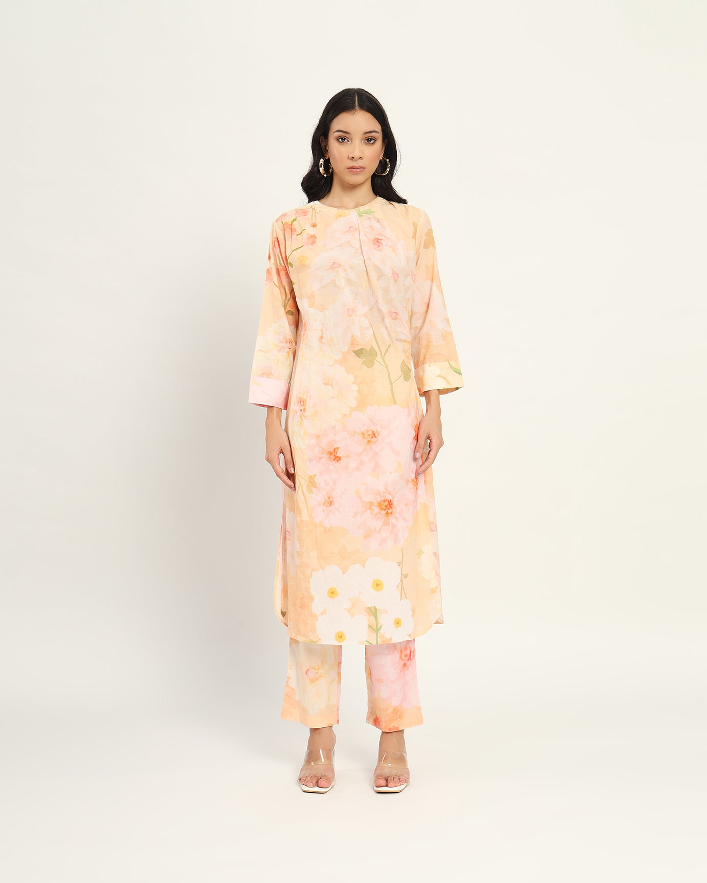 Peach floral Kurta set