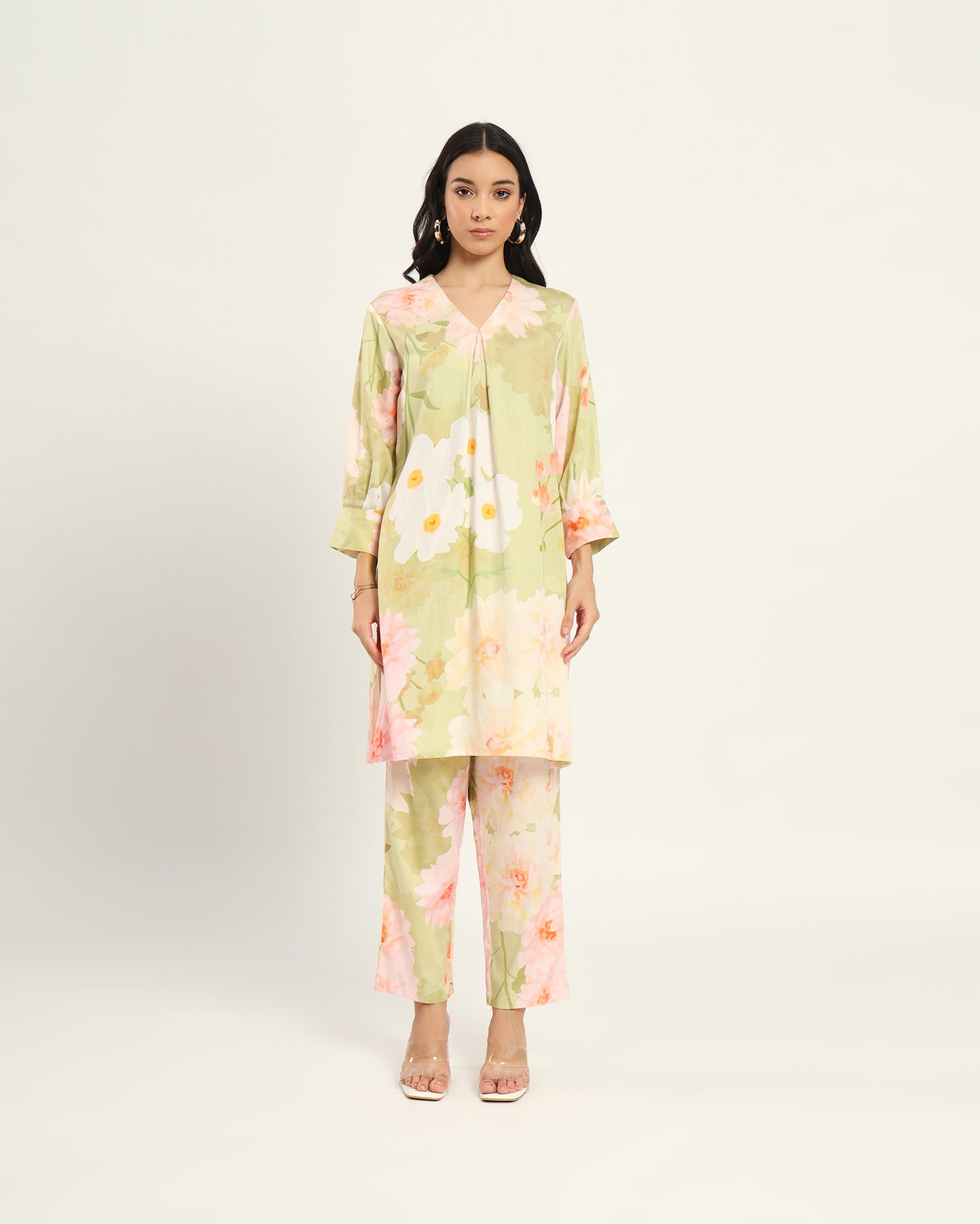 Green Pastel floral Kurta set