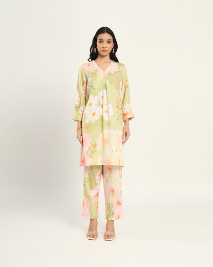 Green Pastel floral Kurta set