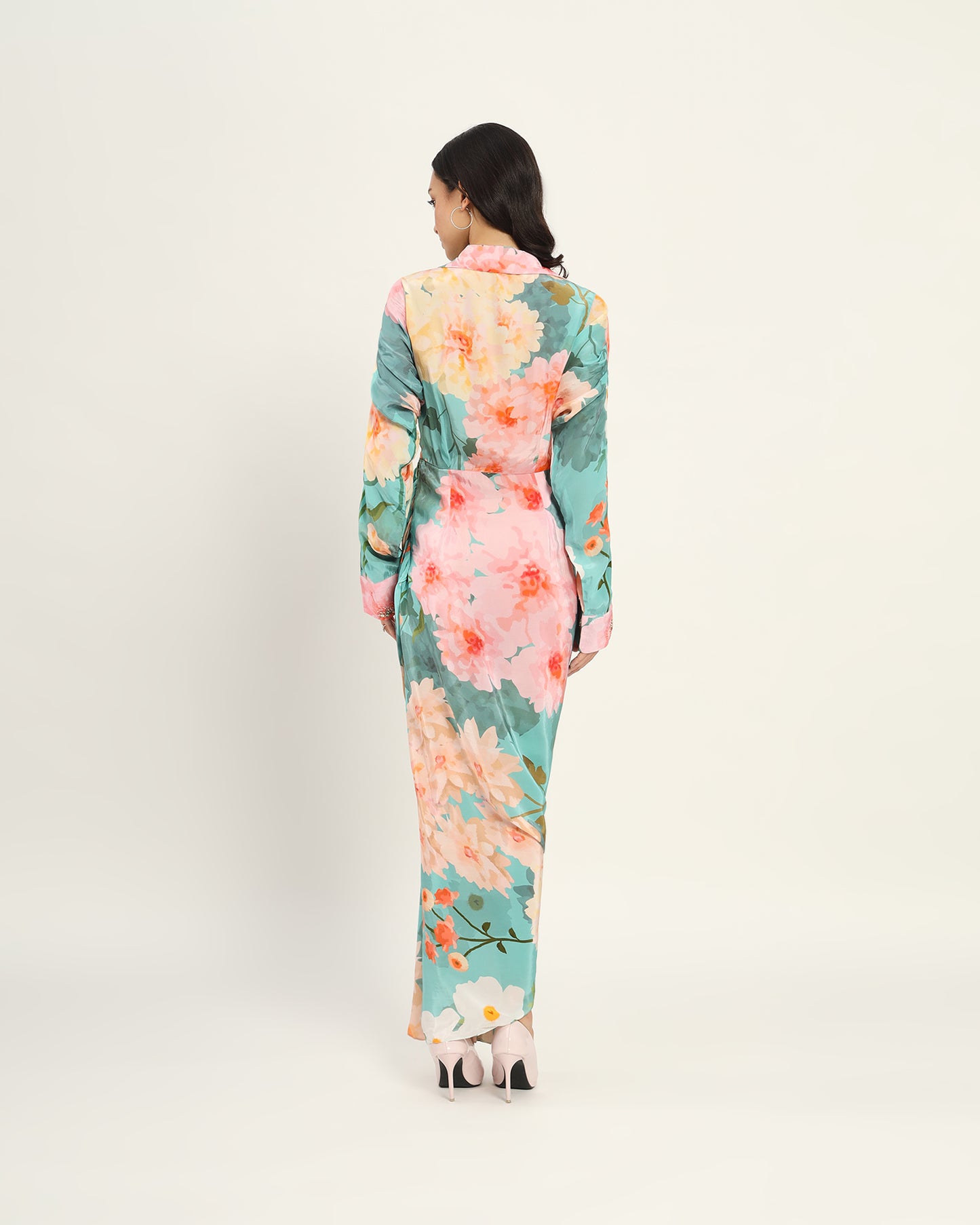 Pastel blue floral draped Dress