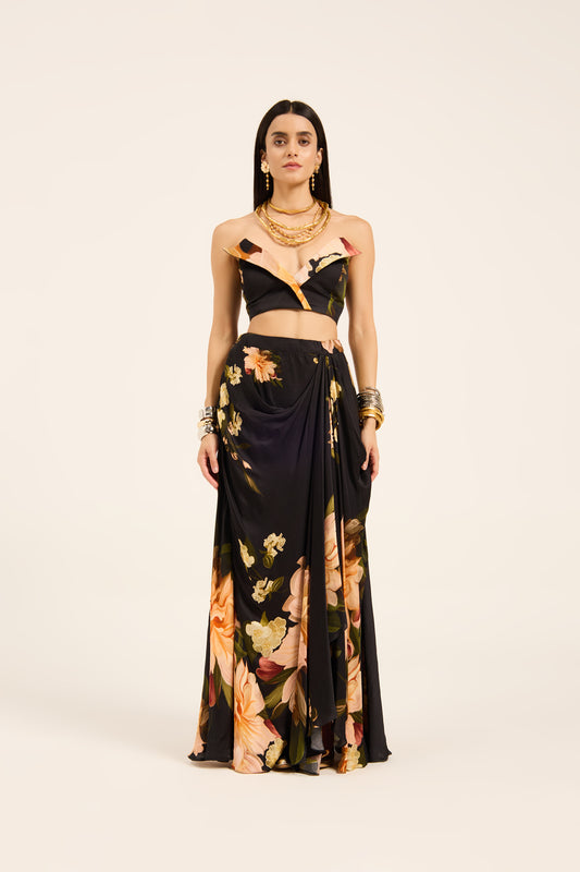 Yuri Top and draped skirt set