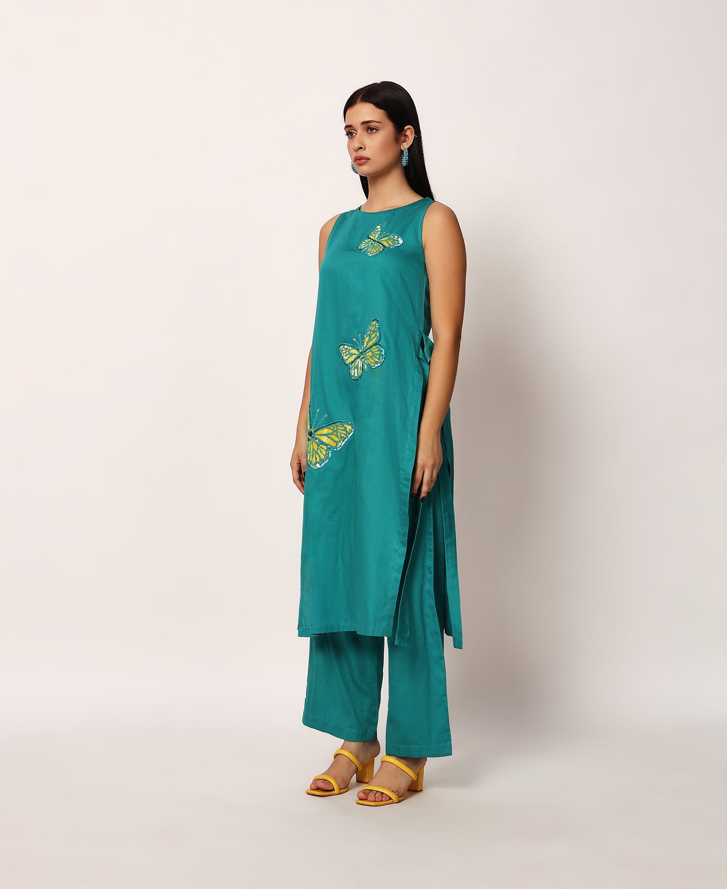 Teal butterfly kurta set