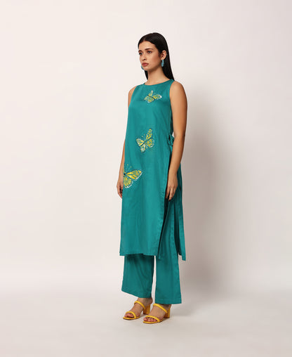 Teal butterfly kurta set