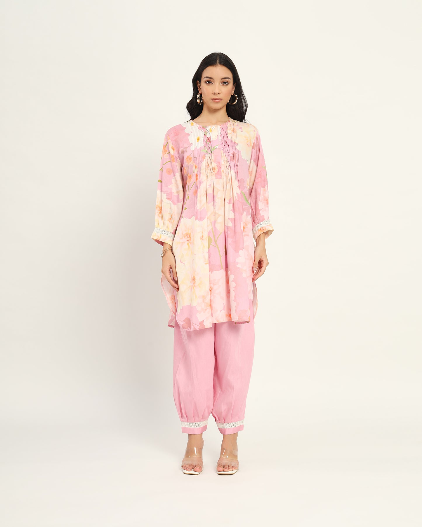 Pastel pink floral Kurta set