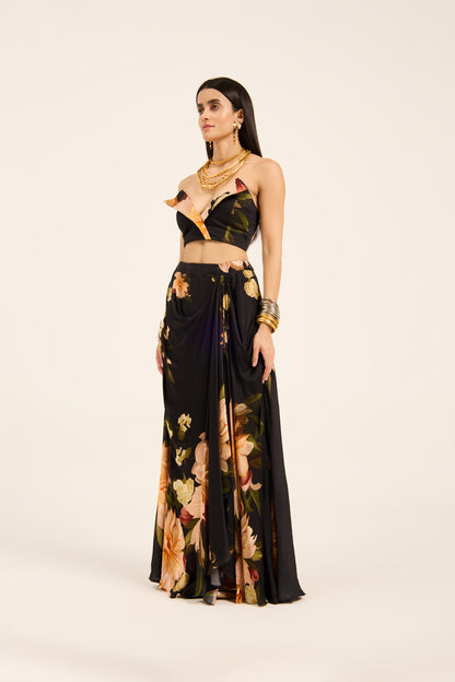 Yuri Top and draped skirt set