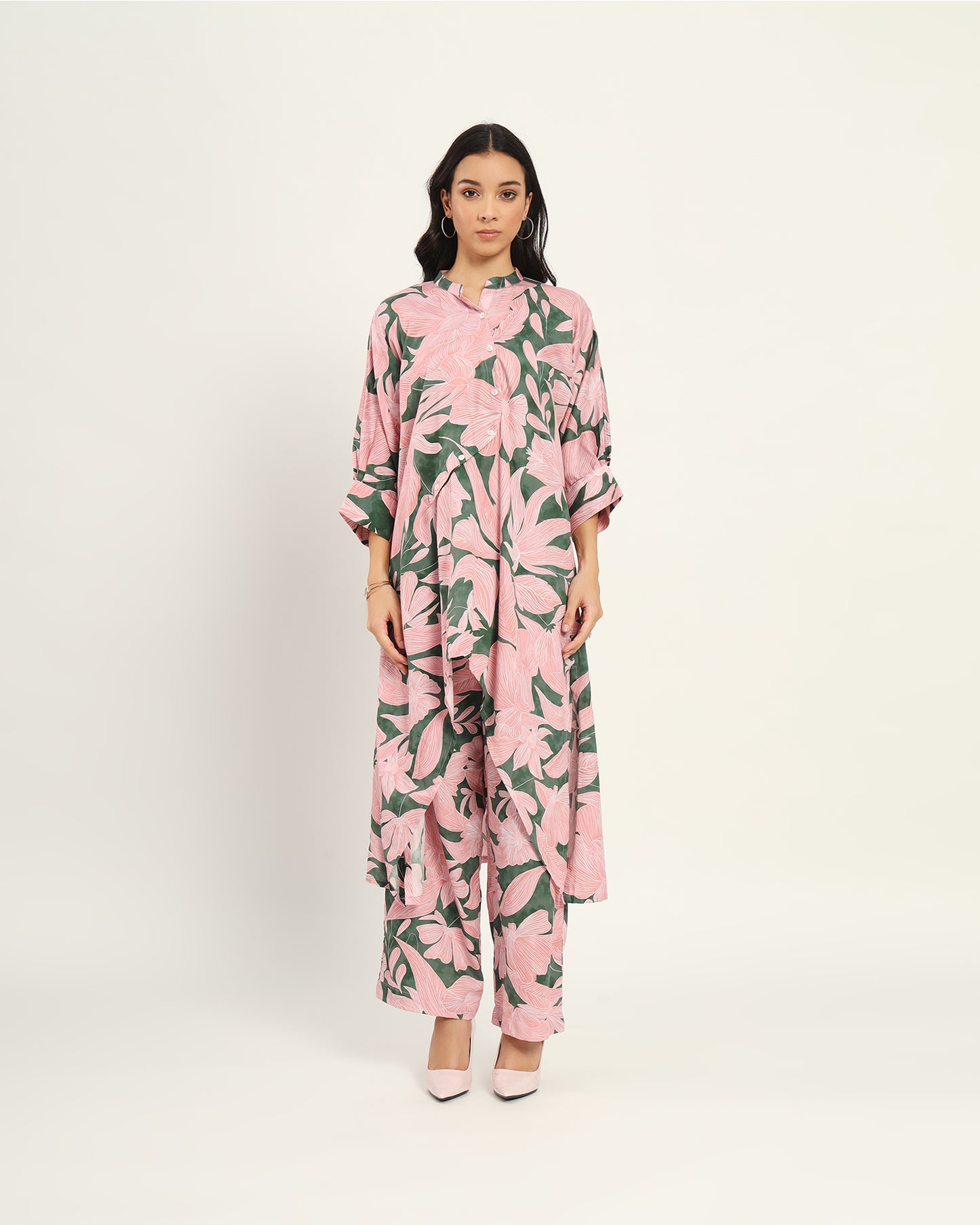 Multicolour Green Floral Kurta set