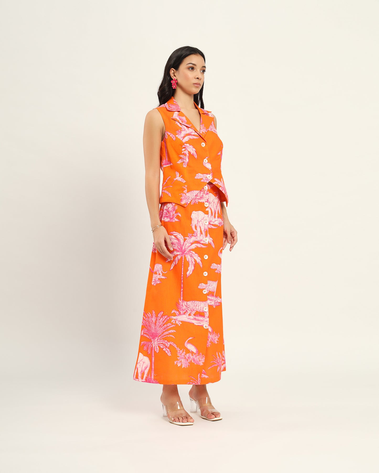 Orange Toile linen dress