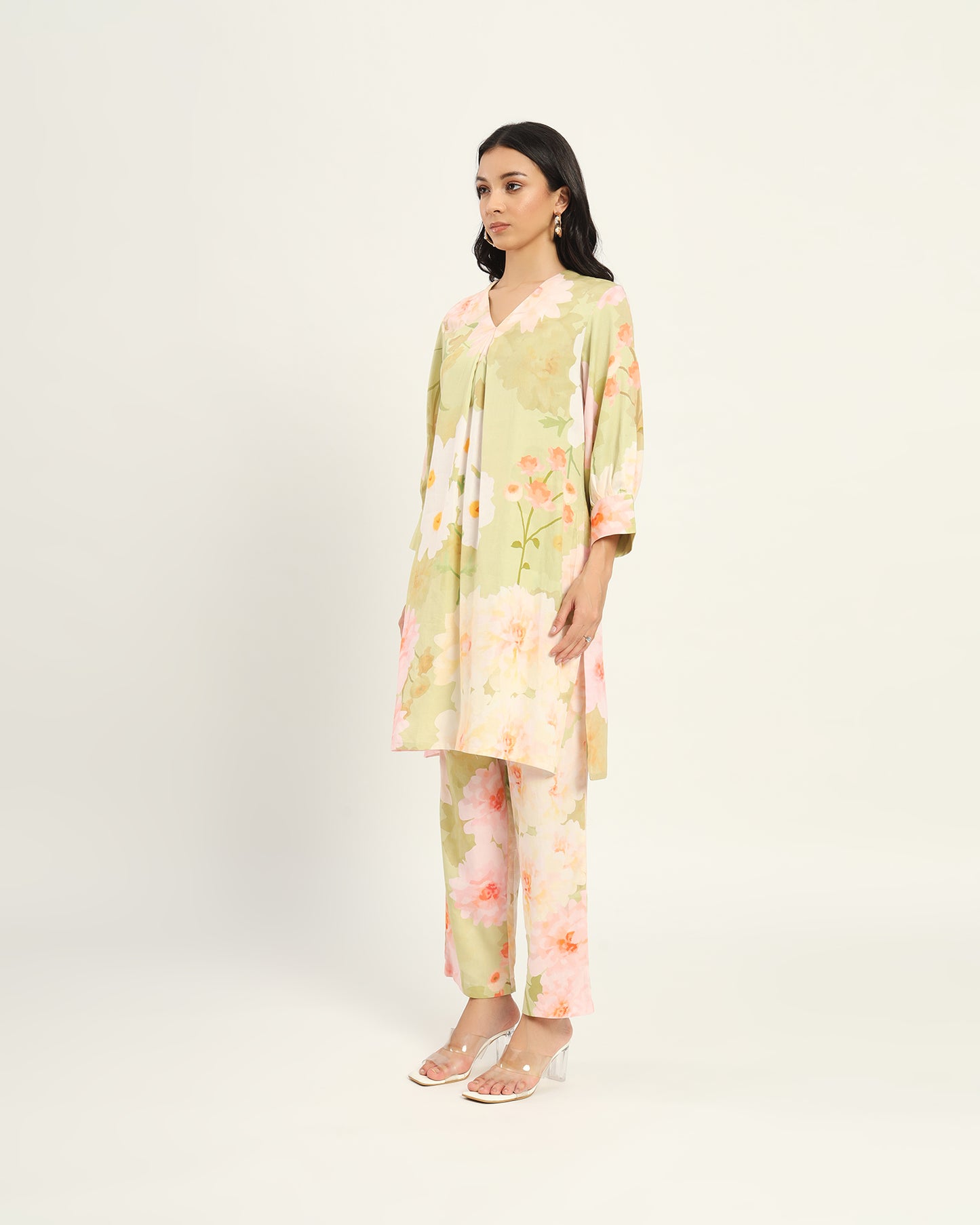 Green Pastel floral Kurta set