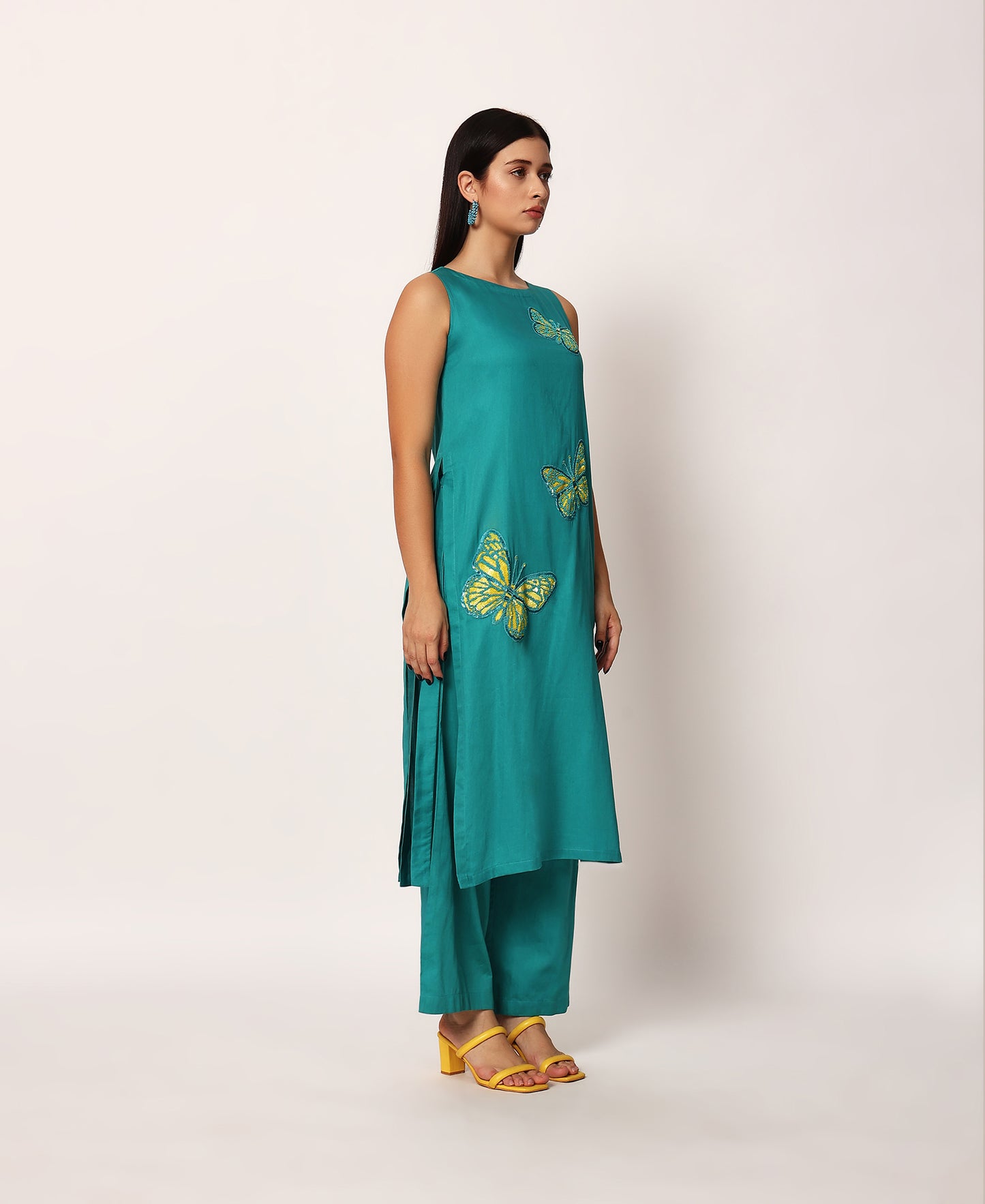 Teal butterfly kurta set