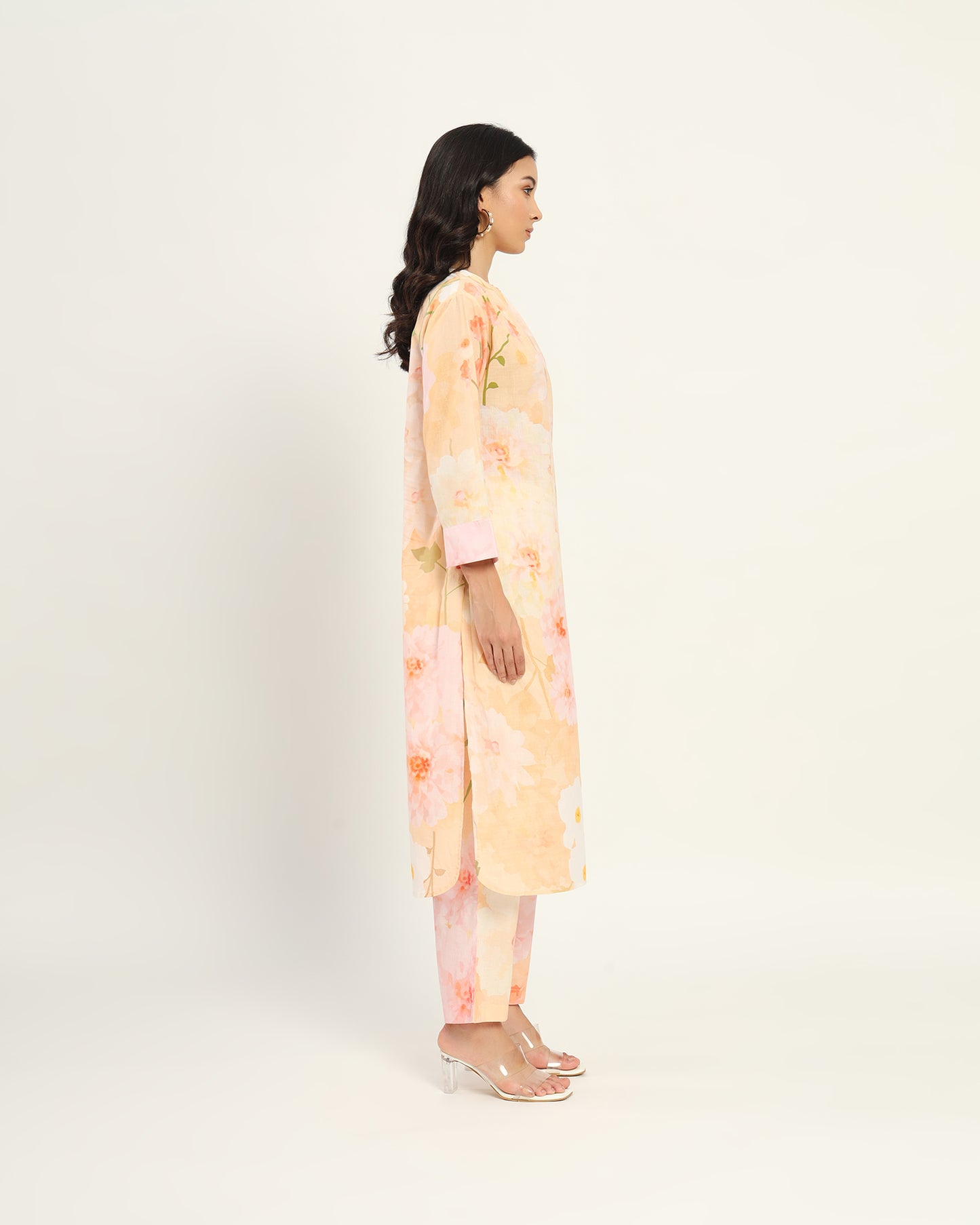 Peach floral Kurta set