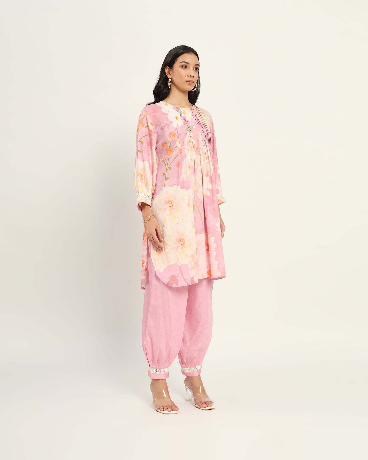 Pastel pink floral Kurta set