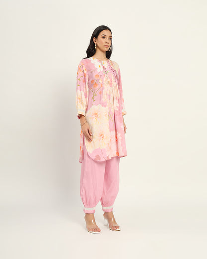 Pastel pink floral Kurta set