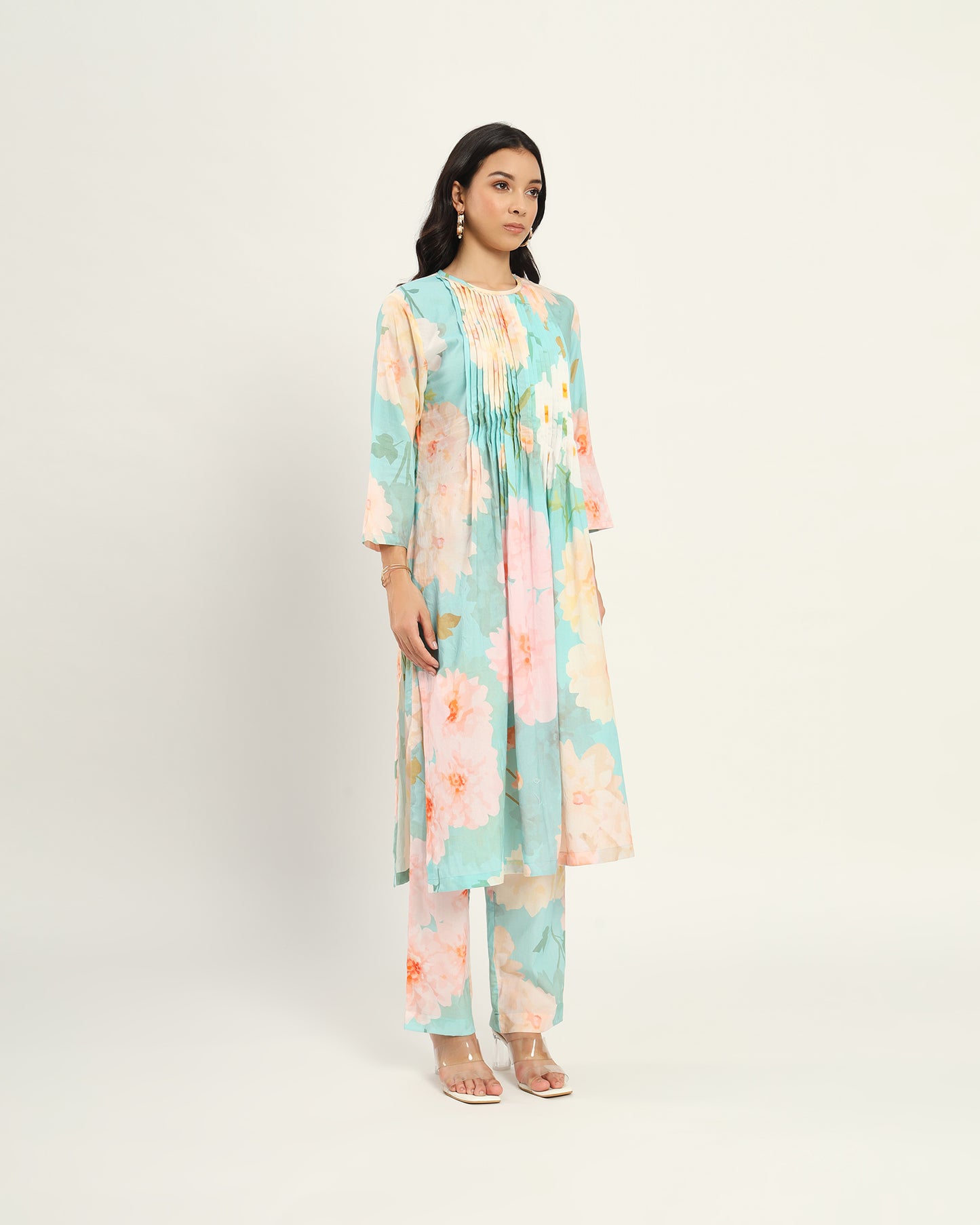 Pastel blue floral Kurta set
