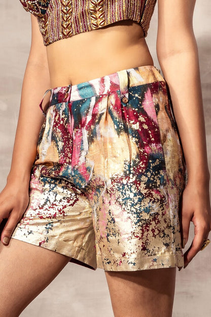 Ikat Raw Silk Shorts