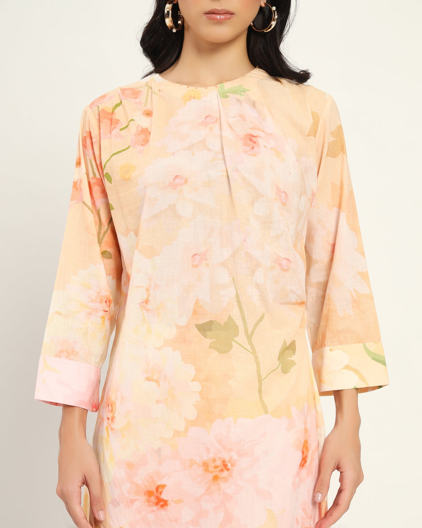 Peach floral Kurta set