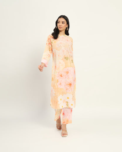 Peach floral Kurta set