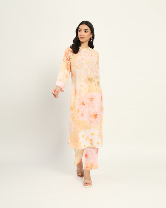 Peach floral Kurta set