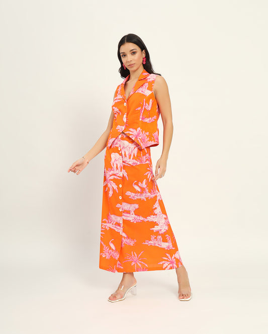 Orange Toile linen dress
