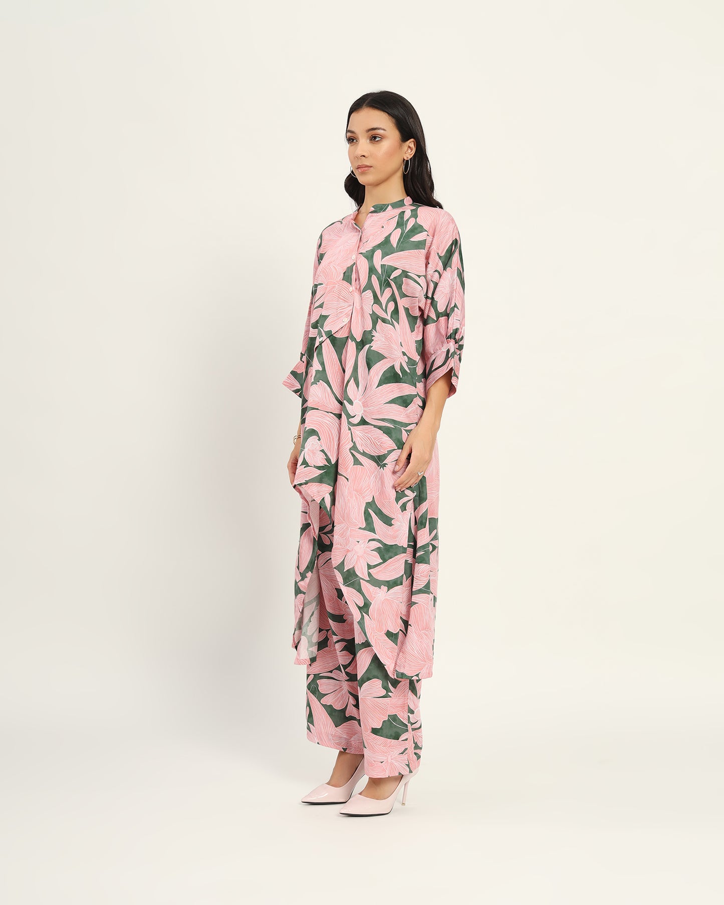 Multicolour Green Floral Kurta set