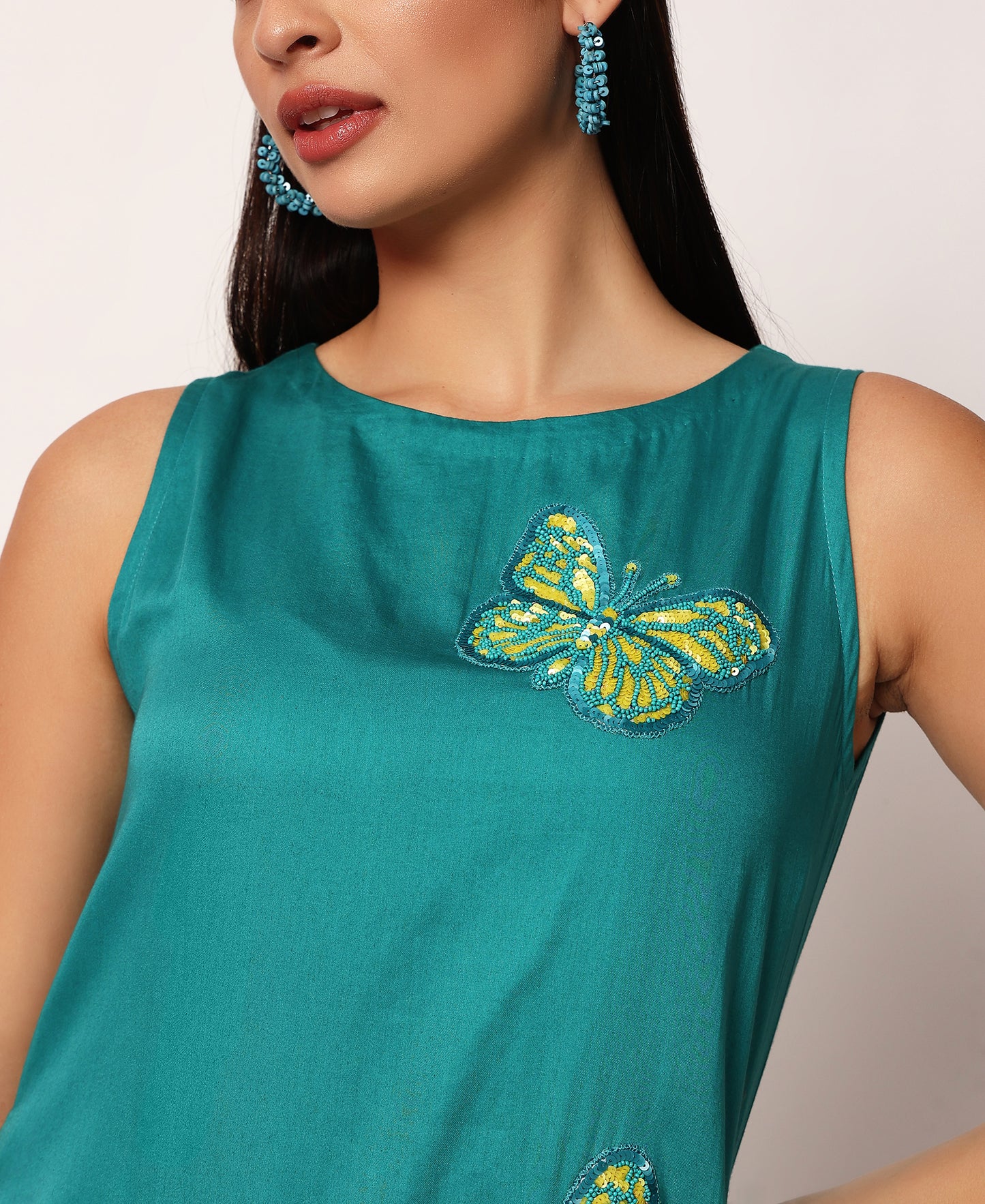 Teal butterfly kurta set