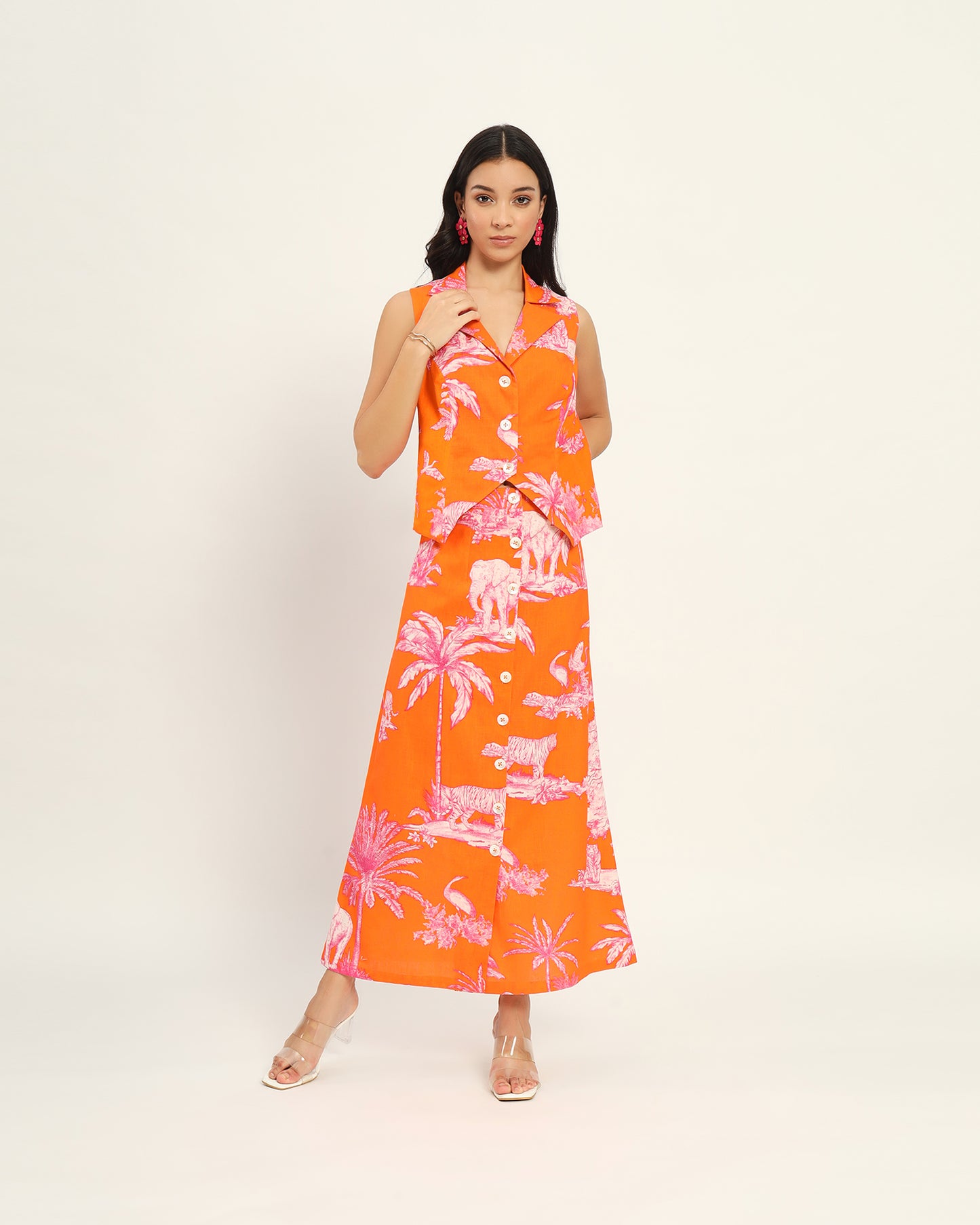 Orange Toile linen dress