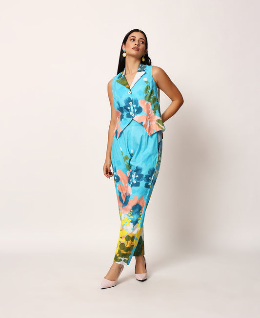 Kosumosu blue waistcoat set
