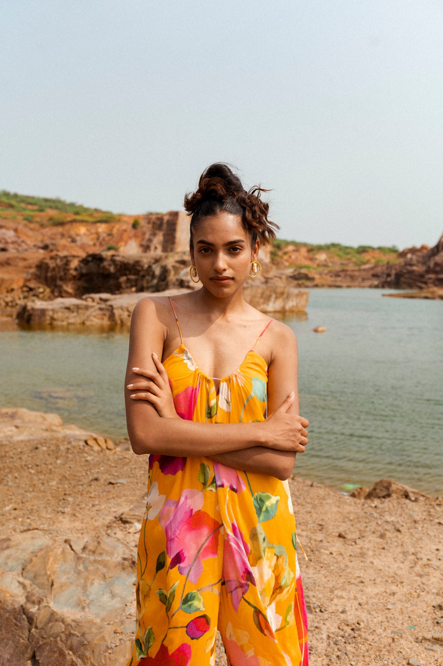 Yellow Orchid Flared Jumpsuit