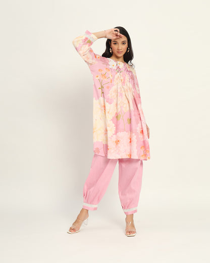 Pastel pink floral Kurta set