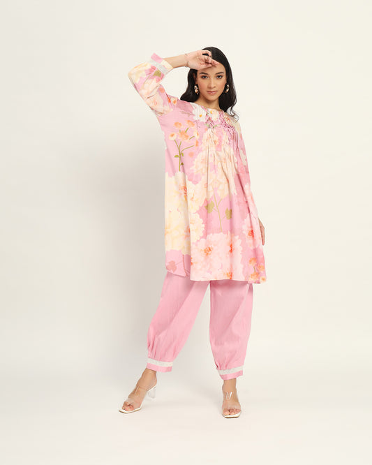 Pastel pink floral Kurta set