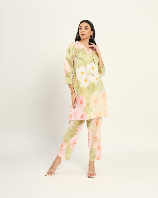 Green Pastel floral Kurta set