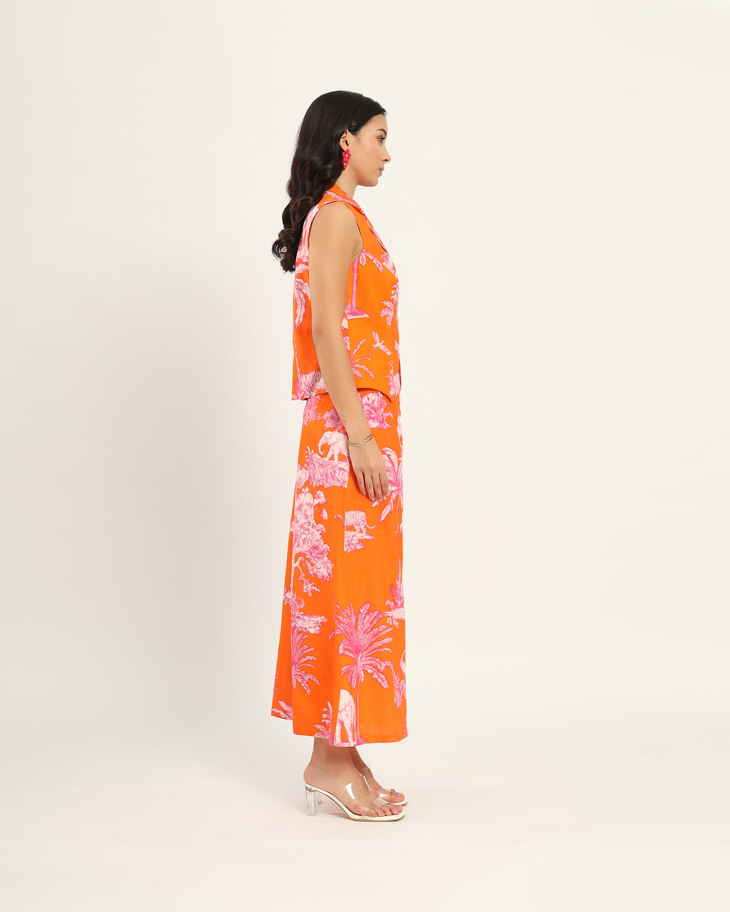 Orange Toile linen dress