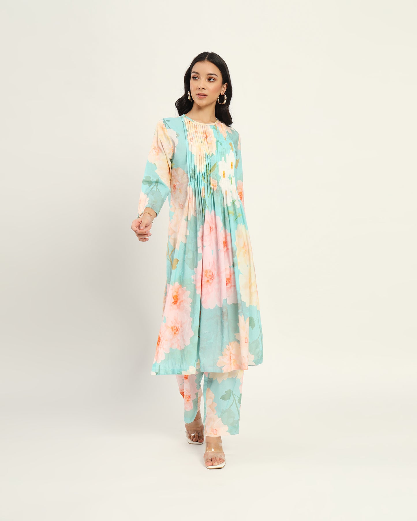 Pastel blue floral Kurta set