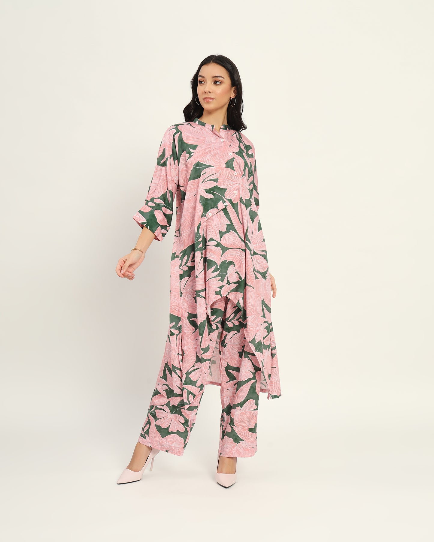 Multicolour Green Floral Kurta set