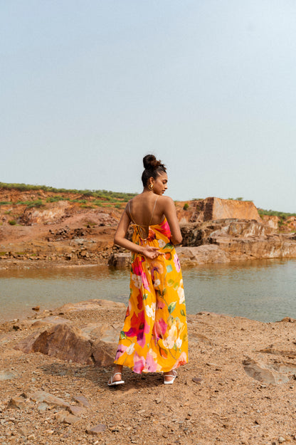 Yellow Orchid Flared Jumpsuit
