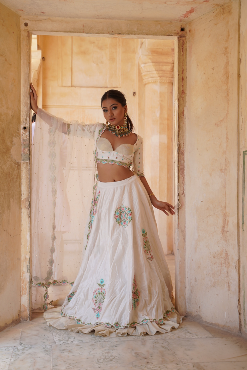 IVORY EMBROIDERED LEHENGA SET