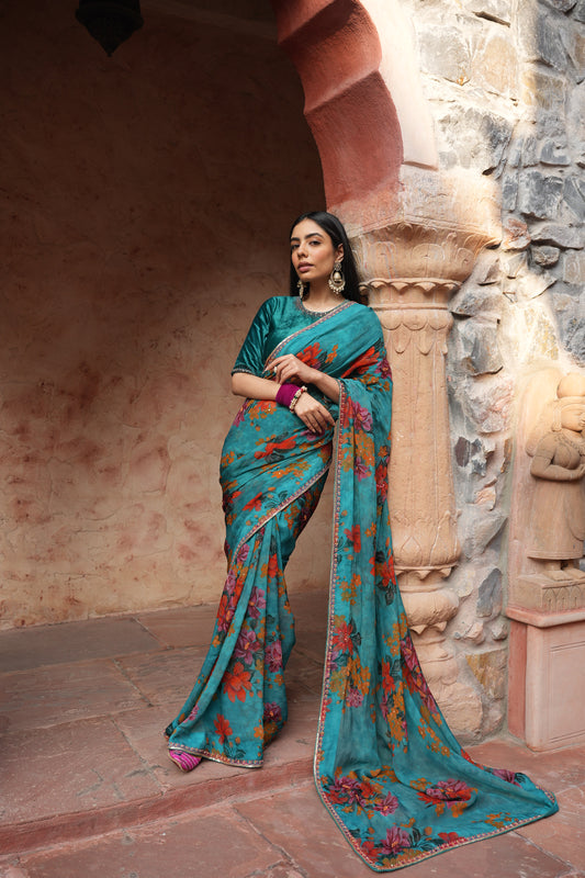 Floral Printed Bunch Saree