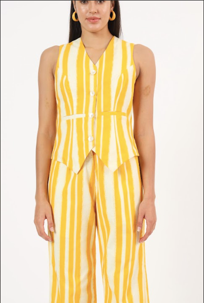 Yellow Striped Linen coord set