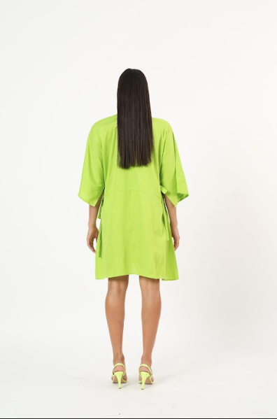 Green giraffe dress with sequin embroidery